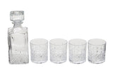 Diamond Pattern Decanter With Four Glasses