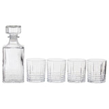 Ribbed Pattern Decanter With Four Glasses