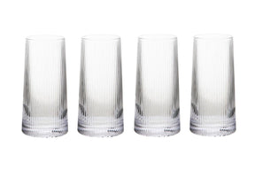 Set of Four Eldon Ribbed 420ml Clear Hi Ball Glasses