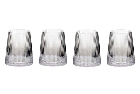Set of Four Eldon Clear Ribbed Glass Tumblers