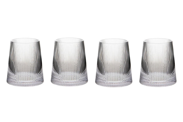 Set of Four Eldon Clear Ribbed Glass Tumblers