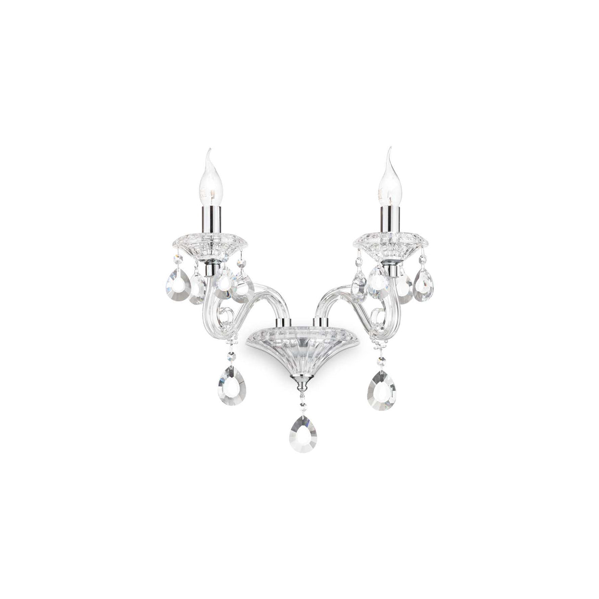 Negresco Elegant Twin Wall Sconce in Crystal Clear Finish