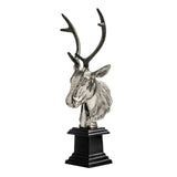 Stag Head Sculpture With Nickel Finish