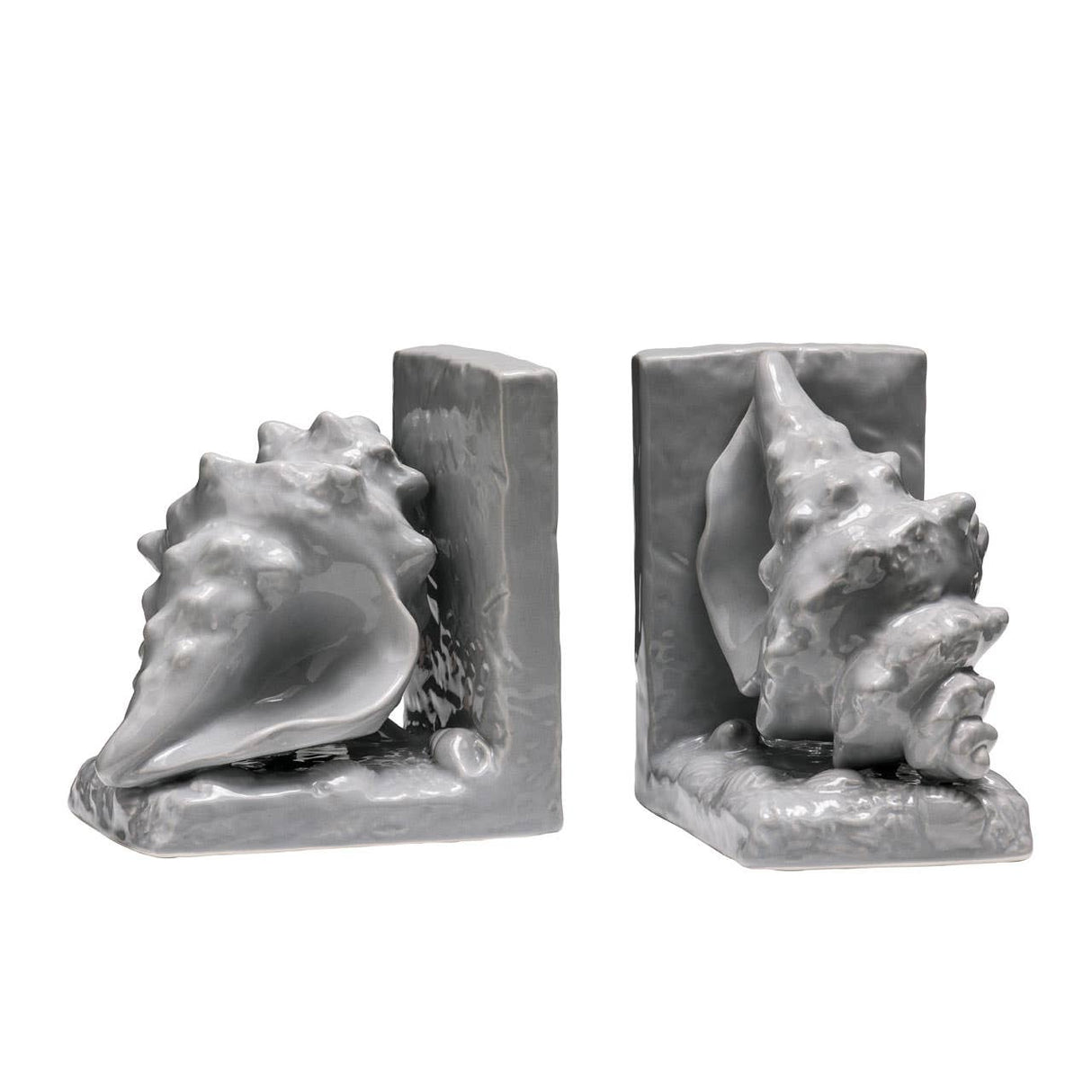 Conch Grey Dolomite Bookends - Set Of 2