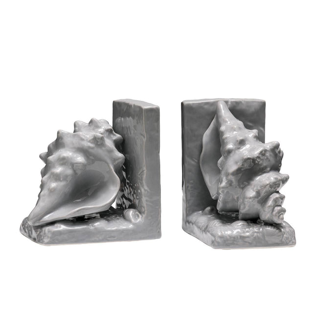 Conch Grey Dolomite Bookends - Set Of 2