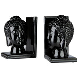 Buddha Head Black Bookends - Set Of 2