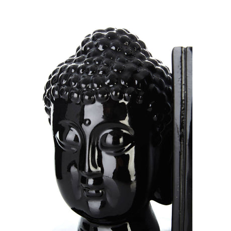 Buddha Head Black Bookends - Set Of 2
