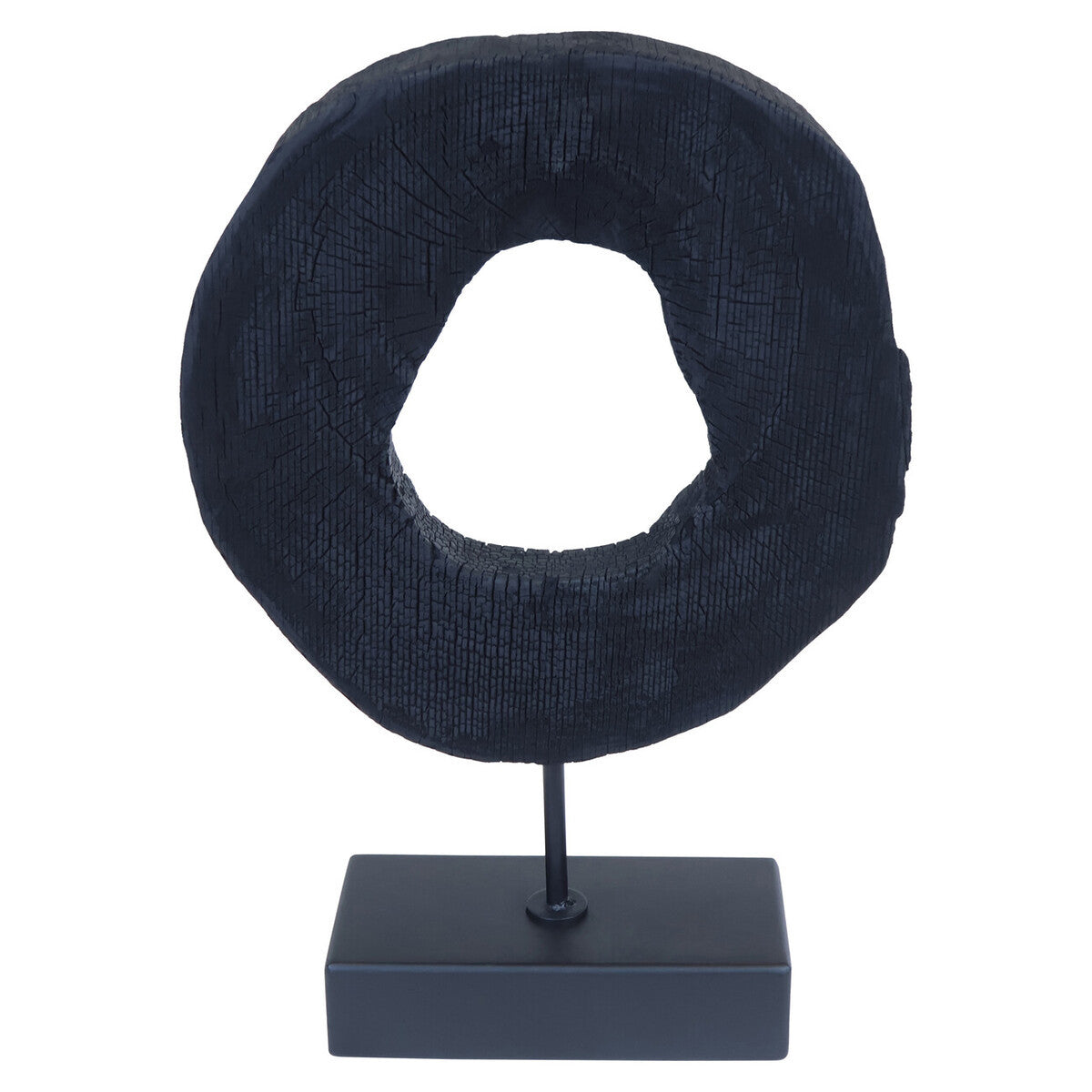 Fidel Small Black Rustic Mango Wood Sculpture On Stand