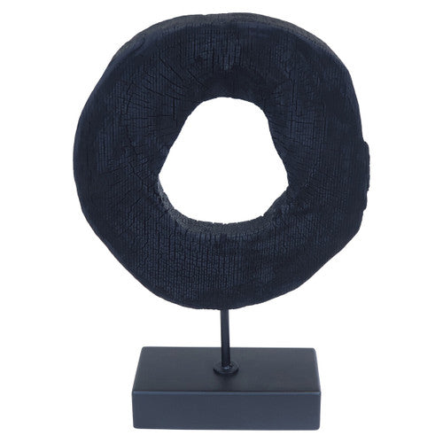 Fidel Small Black Rustic Mango Wood Sculpture On Stand