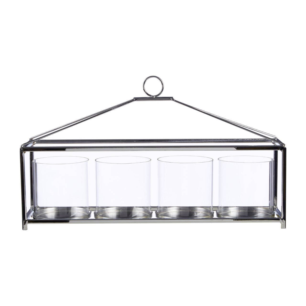 Glass And Silver Long Table Candle Holder