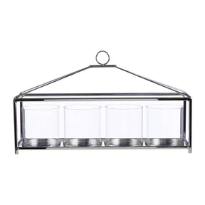 Glass And Silver Long Table Candle Holder