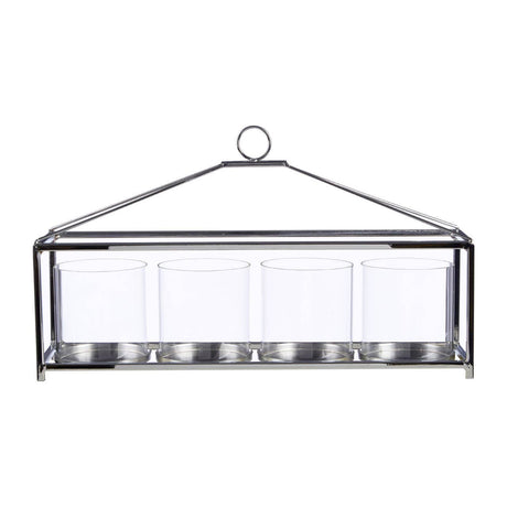 Glass And Silver Long Table Candle Holder