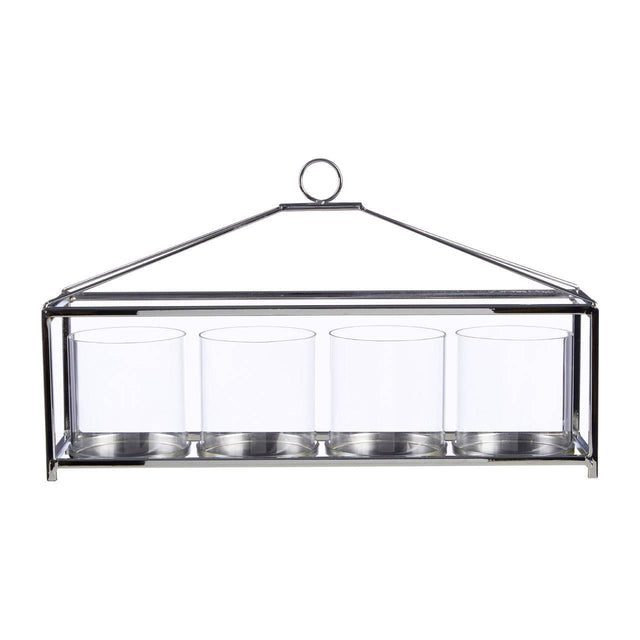 Glass And Silver Long Table Candle Holder