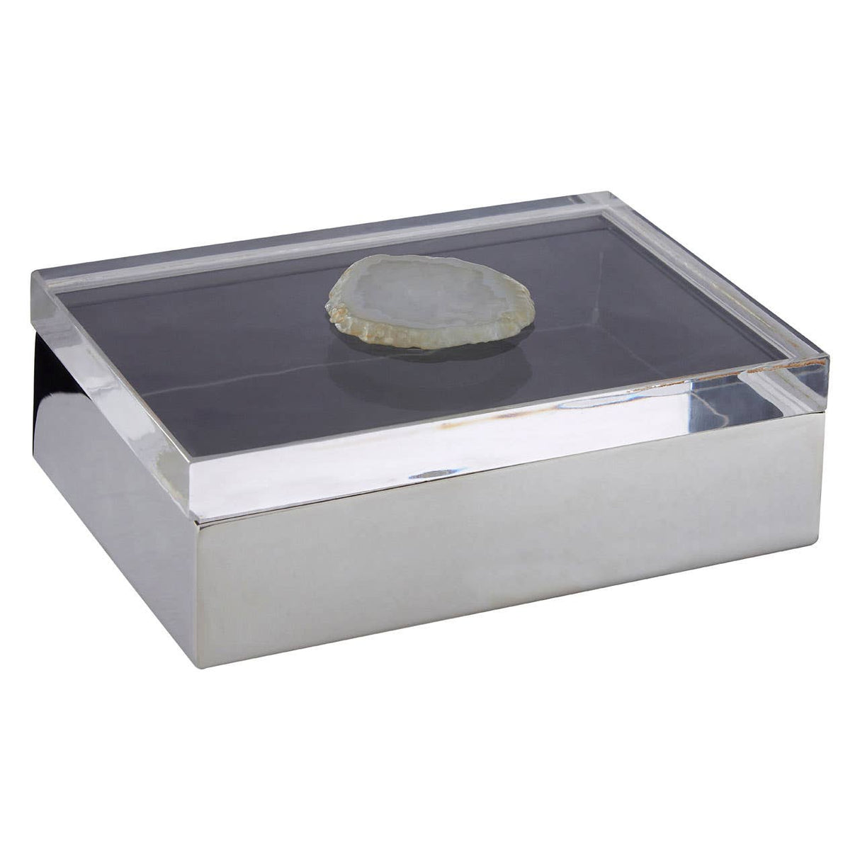 Bowerbird White Agate Large Trinket Box
