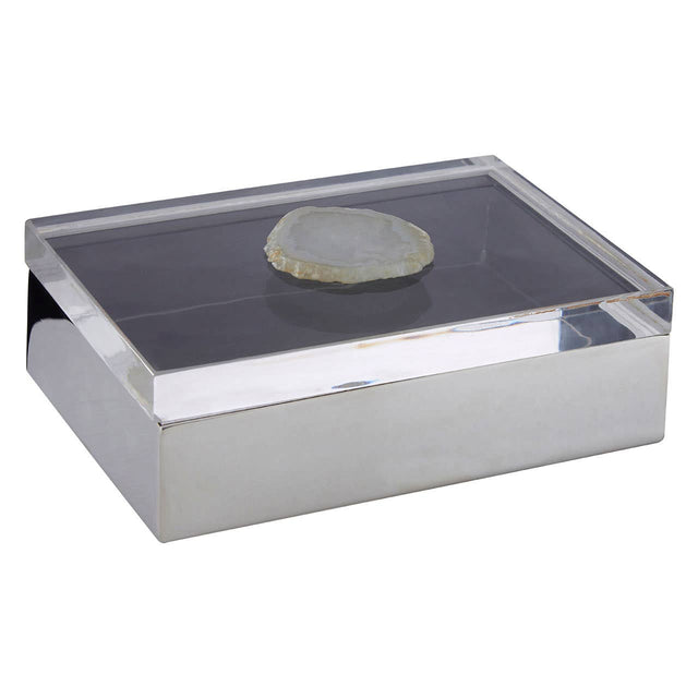 Bowerbird White Agate Large Trinket Box