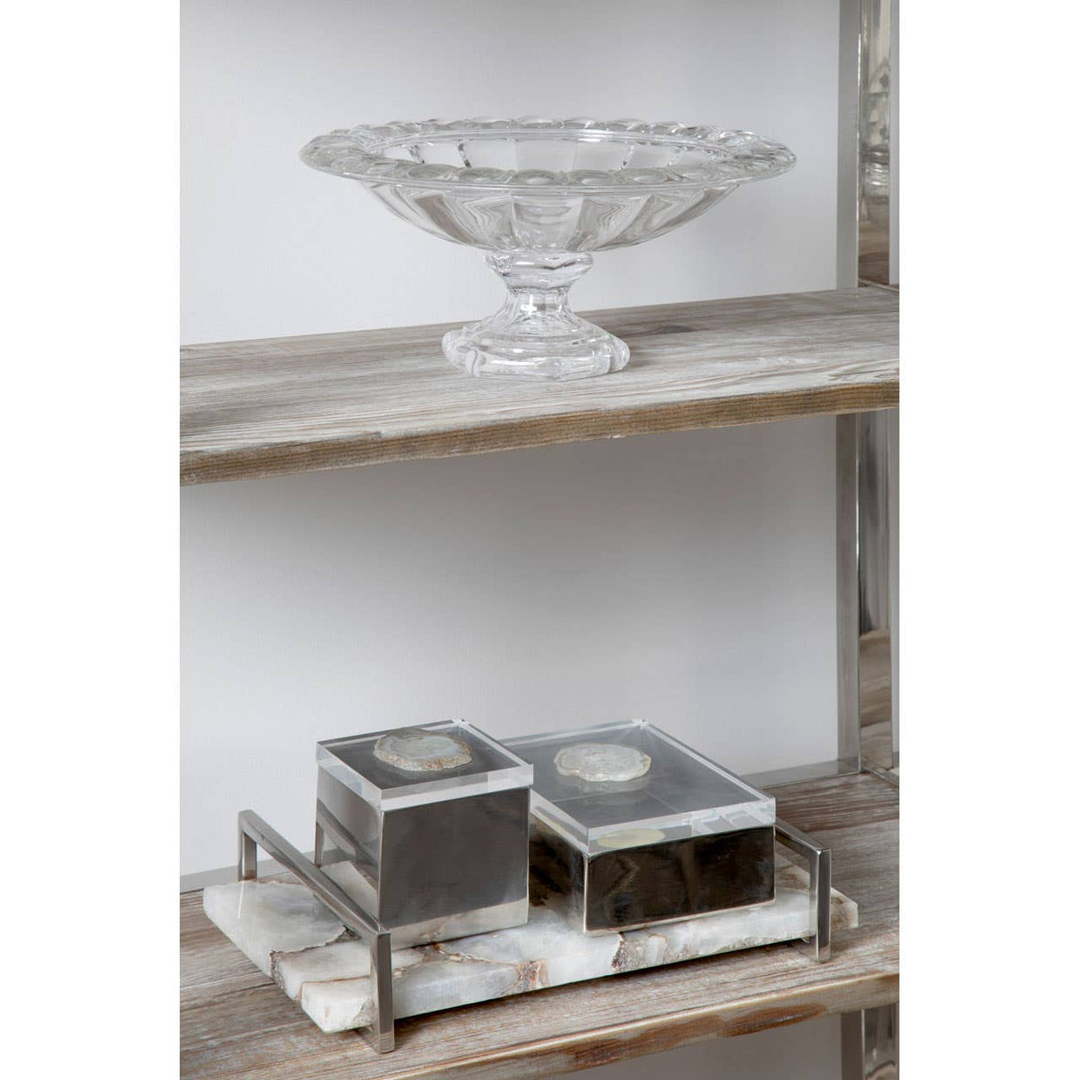 Bowerbird White Agate Large Trinket Box