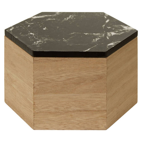 Mimo Black Marble Effect Hexagonal Trinket Box