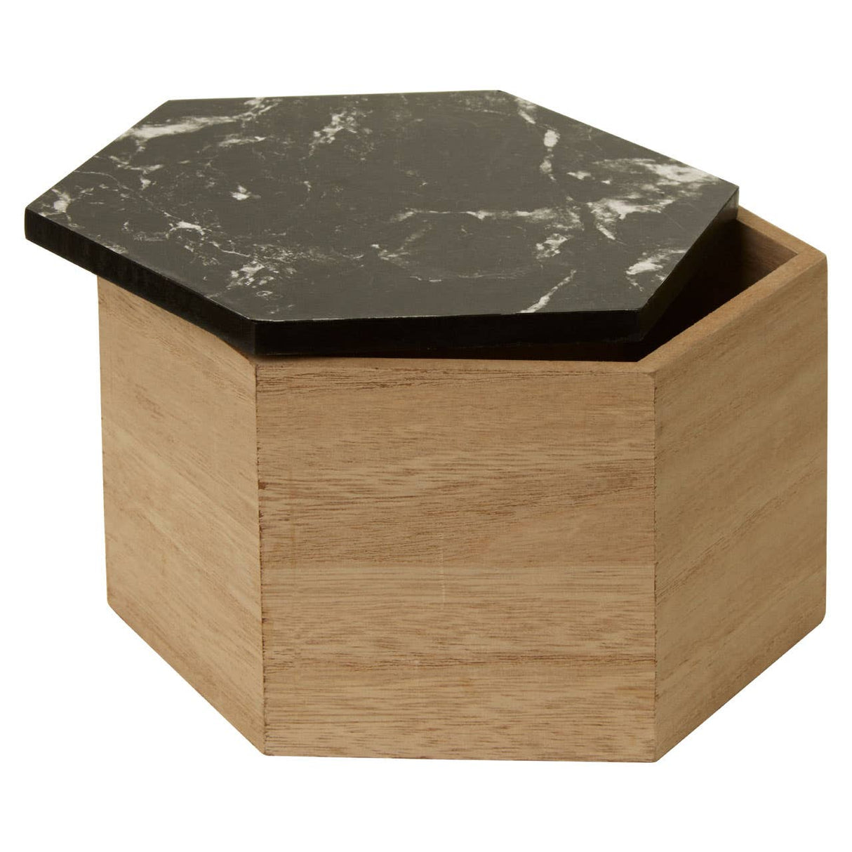 Mimo Black Marble Effect Hexagonal Trinket Box