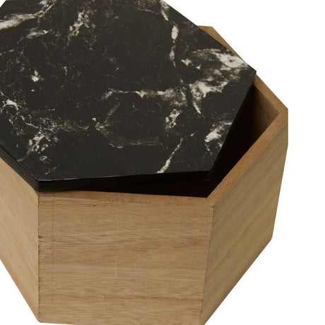 Mimo Black Marble Effect Hexagonal Trinket Box