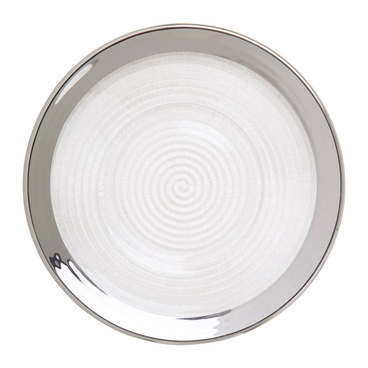 21Cm Embossed Side Plate With Silver Rim