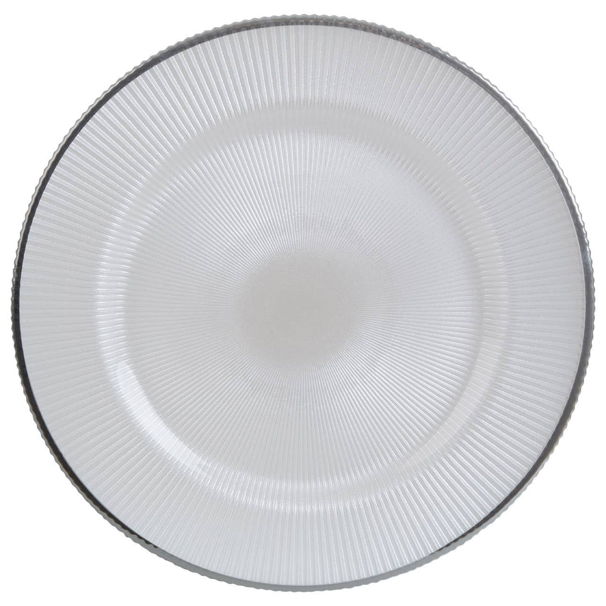 33Cm Embossed White Glass Charger Plate