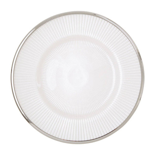 21Cm Embossed White Glass Side Plate
