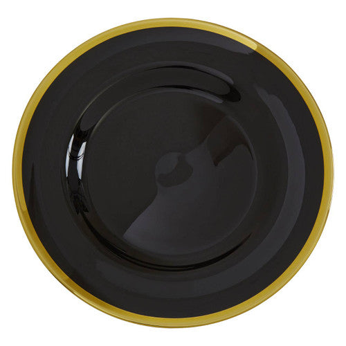 33Cm Black Glass Charger Plate