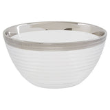15Cm Embossed Glass Bowl With Silver Rim