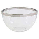 15Cm Plain Glass Bowl With Silver Rim