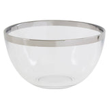 15Cm Plain Glass Bowl With Silver Rim
