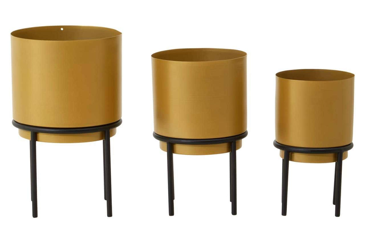Avento Set Of Three Gold Finish Planters
