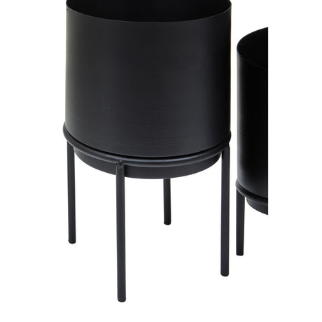 Avento Set Of Three Black Finish Planters