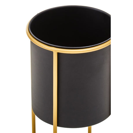 Trosa Small Black And Gold Floor Standing Planter