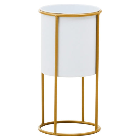 Trosa Small White And Gold Floor Standing Planter