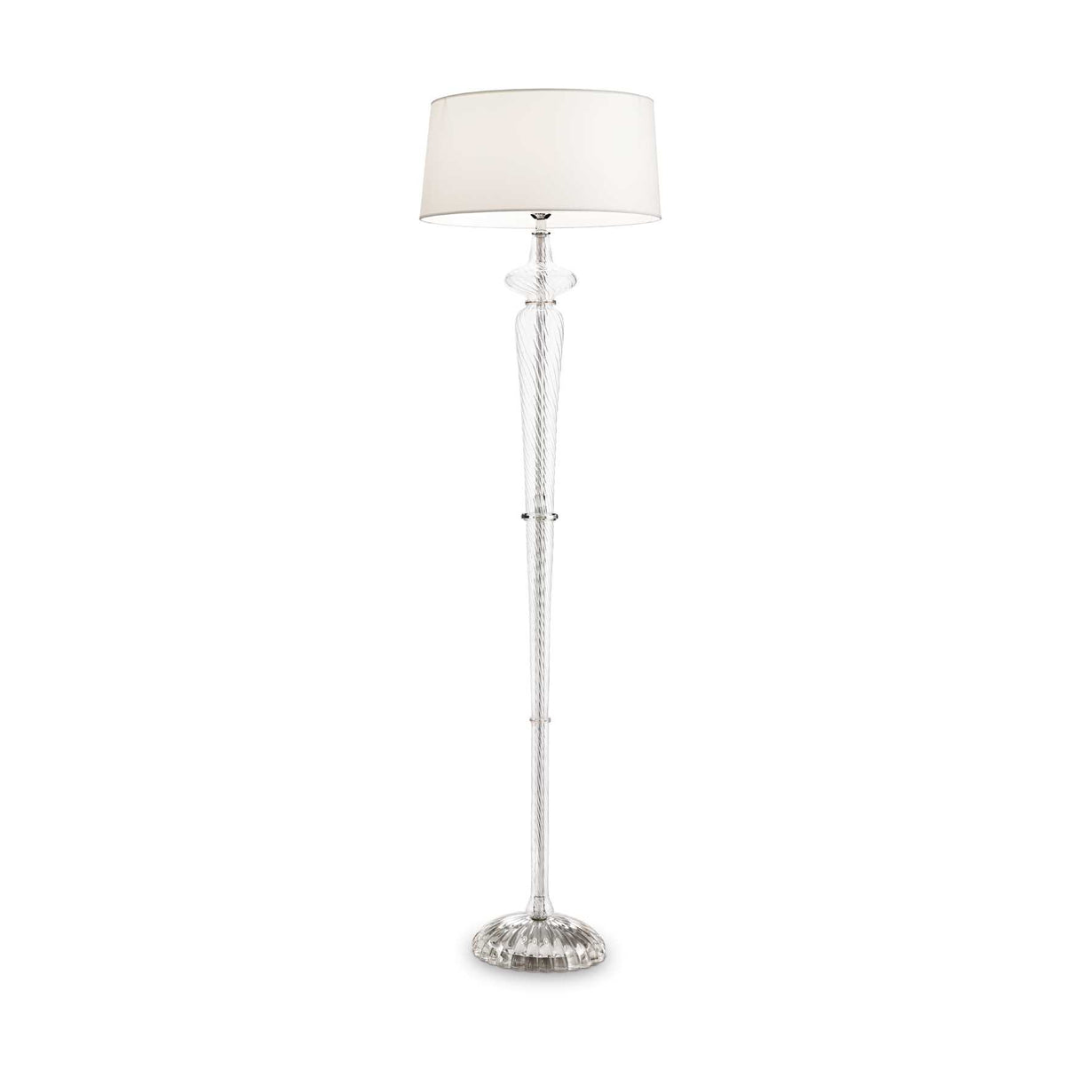 Elegant Forcola Glass Floor Lamp with Classic White Drum Shade