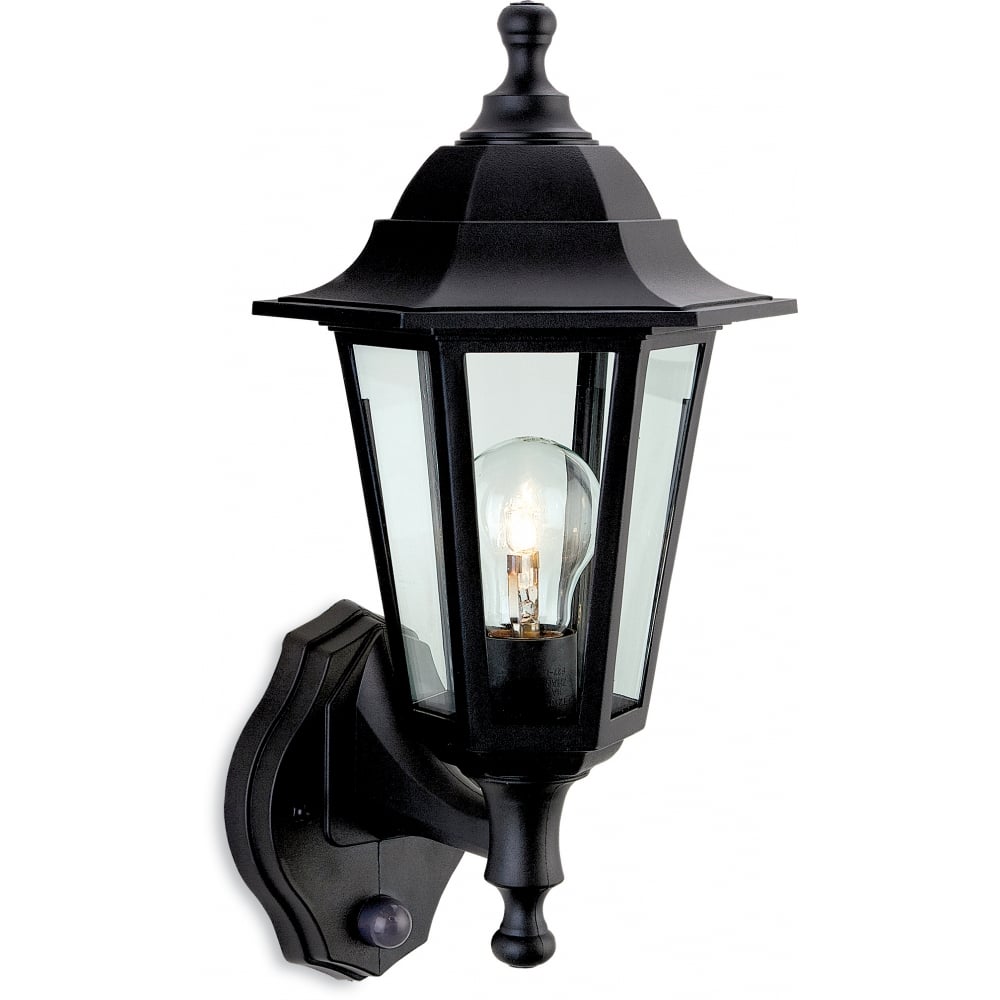 Elegant Black Outdoor Wall Lantern with Motion Detector