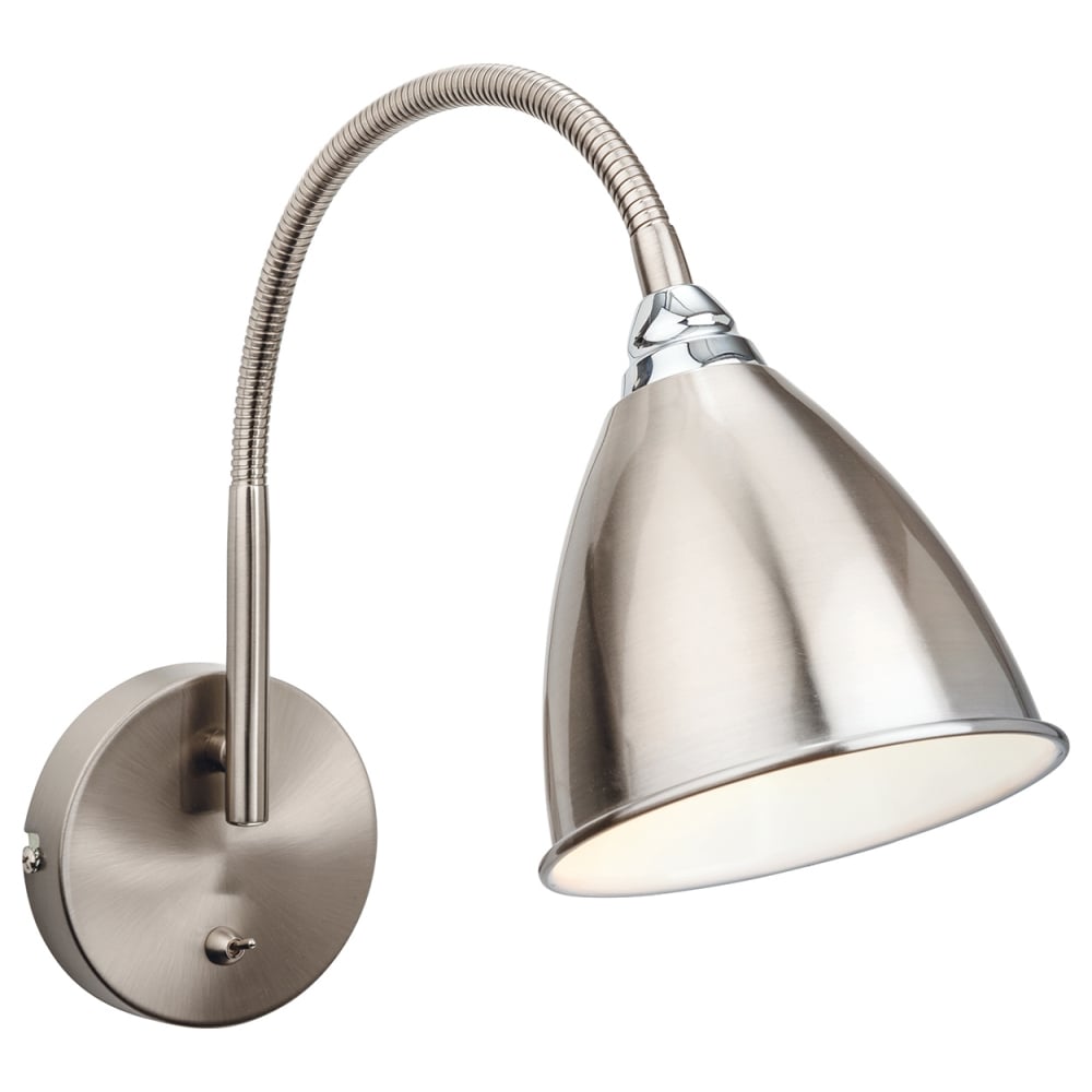 Vintage Crescent Adjustable Brushed Steel Wall Sconce