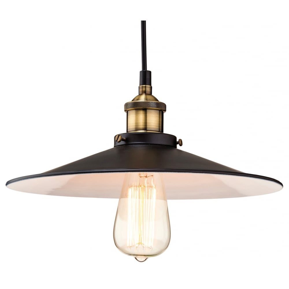 Vintage Industrial Black & Brass Pendant Ceiling Light
