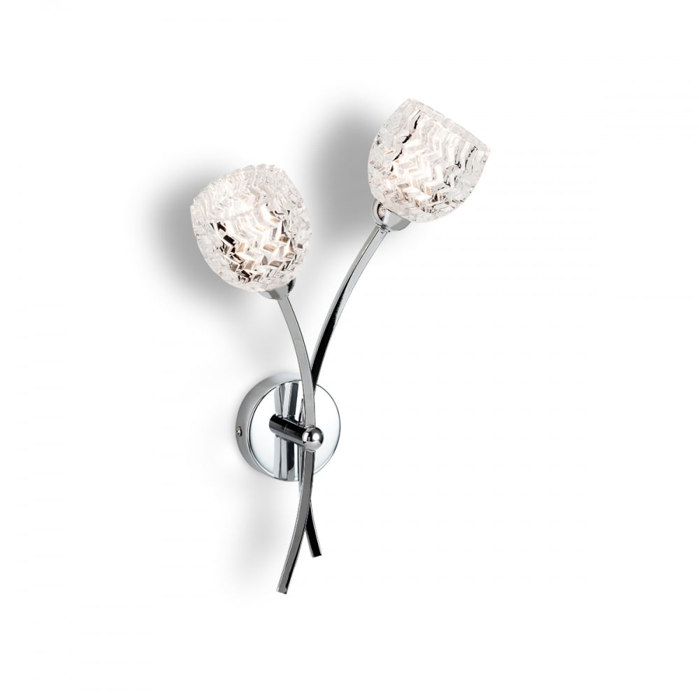 Elegant Floral Art Deco Chrome Wall Sconce with Clear Glass Design
