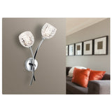 Elegant Floral Art Deco Chrome Wall Sconce with Clear Glass Design