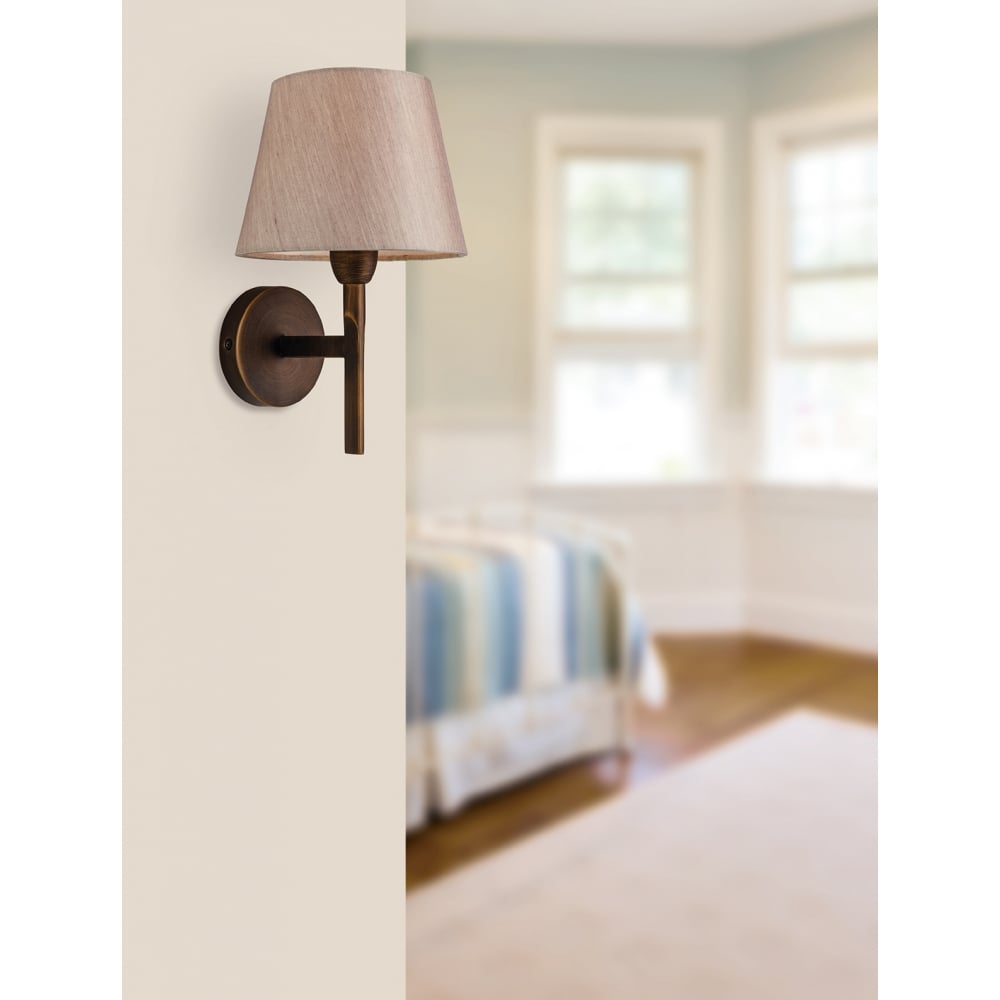 Modern Bronze Wall Sconce with Oyster Shade