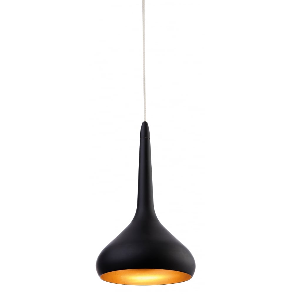 Sleek Black and Gold Plummet Pendant Light with LED Illumination