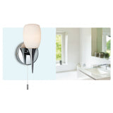 Sleek Chrome Wall Sconce with Opal Glass Shade