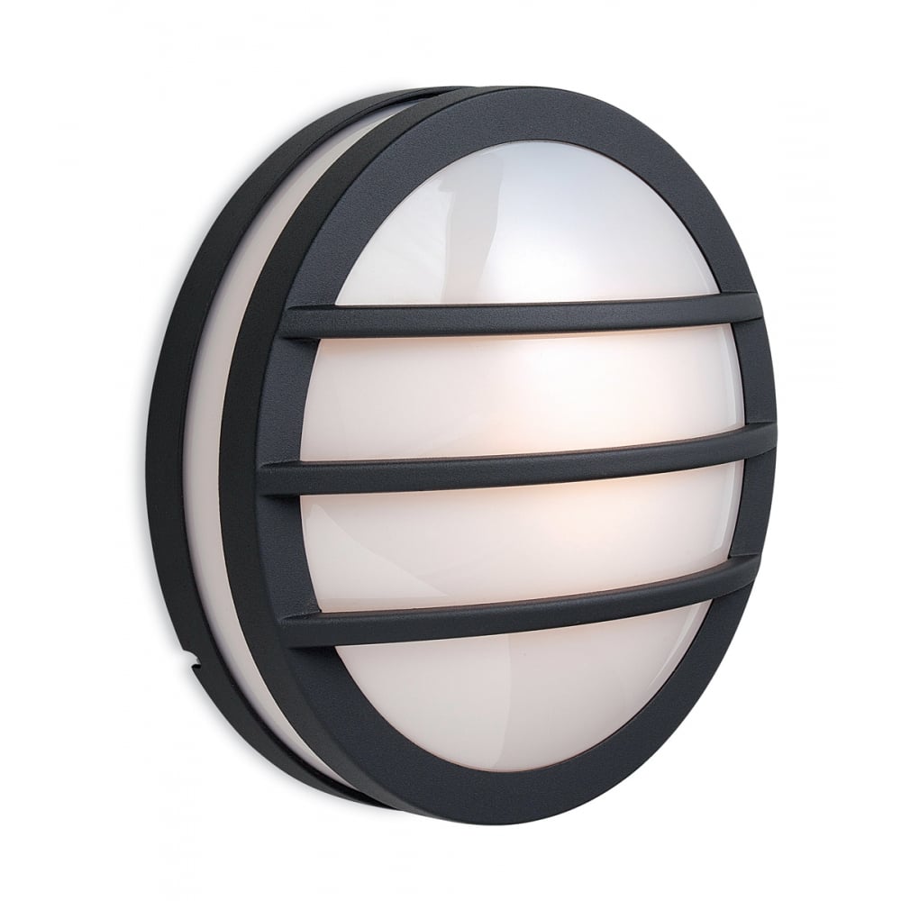 Sleek Graphite Flush Wall Light with Opal Diffuser
