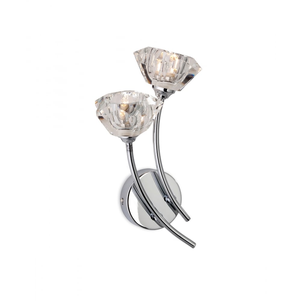 Contemporary Chrome and Clear Glass Floral Wall Sconce Light