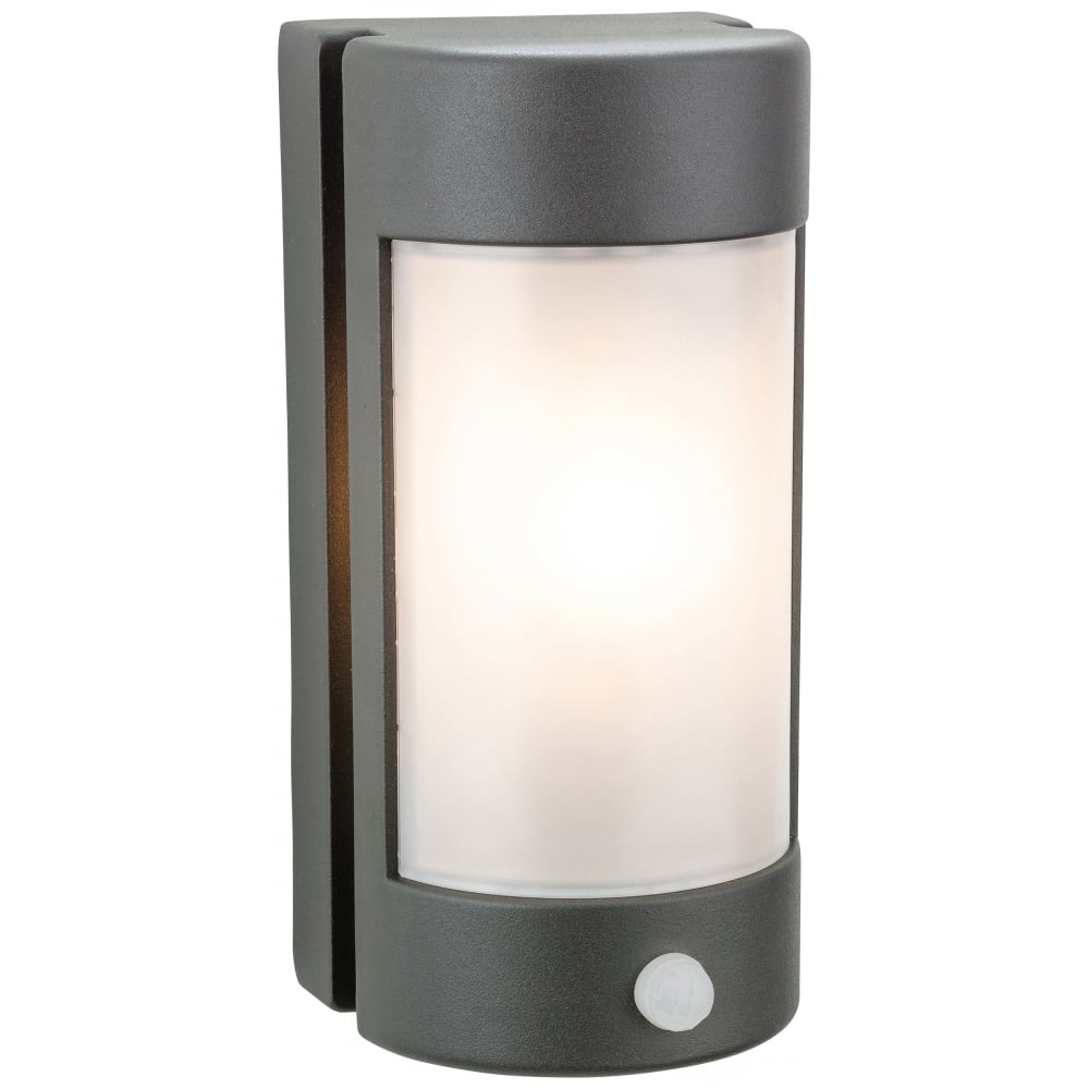 Sleek Graphite Outdoor Cylinder Wall Light with PIR Sensor