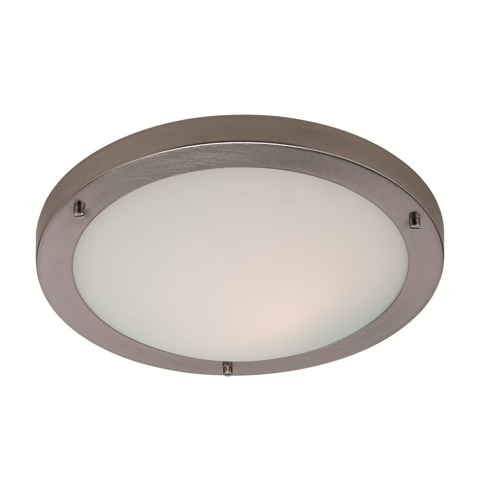 Sleek Brushed Steel Ceiling Light with Opal Glass