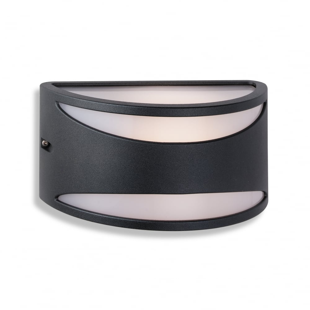 Sleek Ecliptic Black Outdoor Wall Light with Frosted Glass Shade