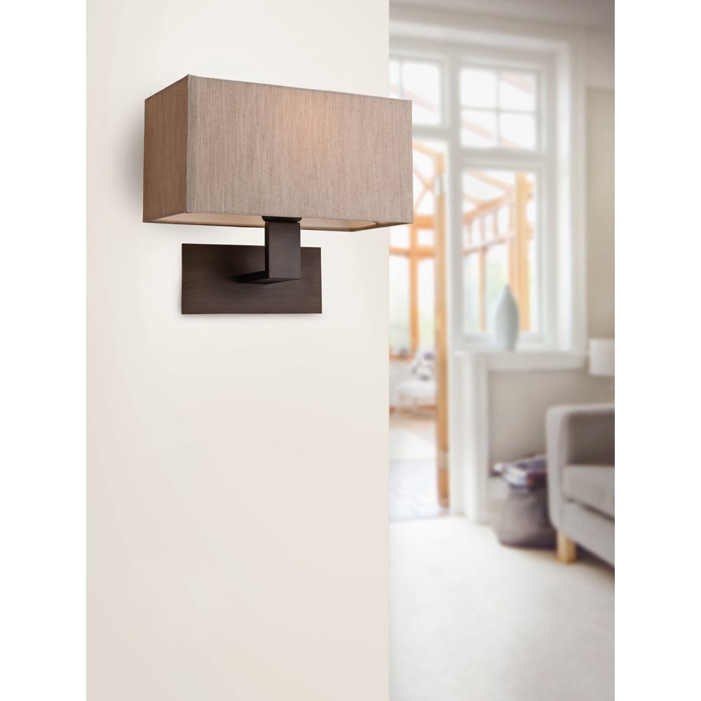 Sleek Taper Bronze Wall Sconce with Oyster Shade