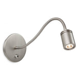 Sleek Brushed Nickel LED Wall-Mounted Reading Lamp
